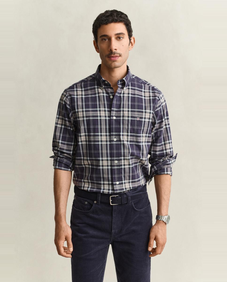 Camisa de hombre tallas grandes de popelina clásica a cuadros - Gant - Marrón Marrón-4