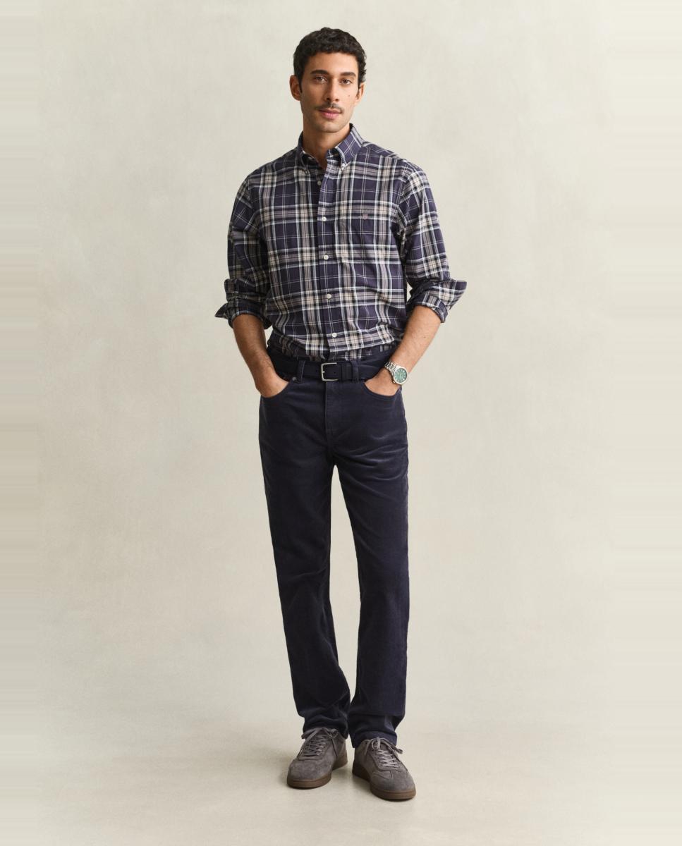 Camisa de hombre tallas grandes de popelina clásica a cuadros - Gant - Marrón Marrón-7