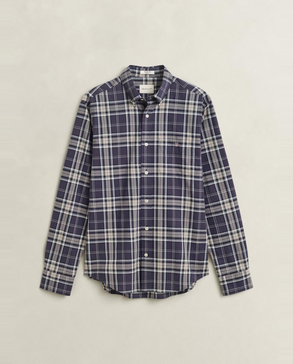Camisa de hombre tallas grandes de popelina clásica a cuadros - Gant - Marrón Marrón-6