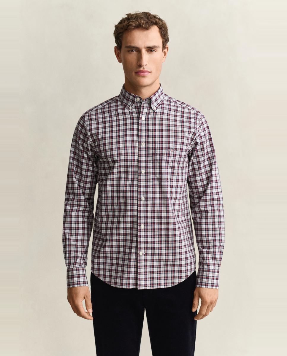 Camisa de hombre tallas grandes de popelina clásica a cuadros - Gant - Rosa Rosa-1