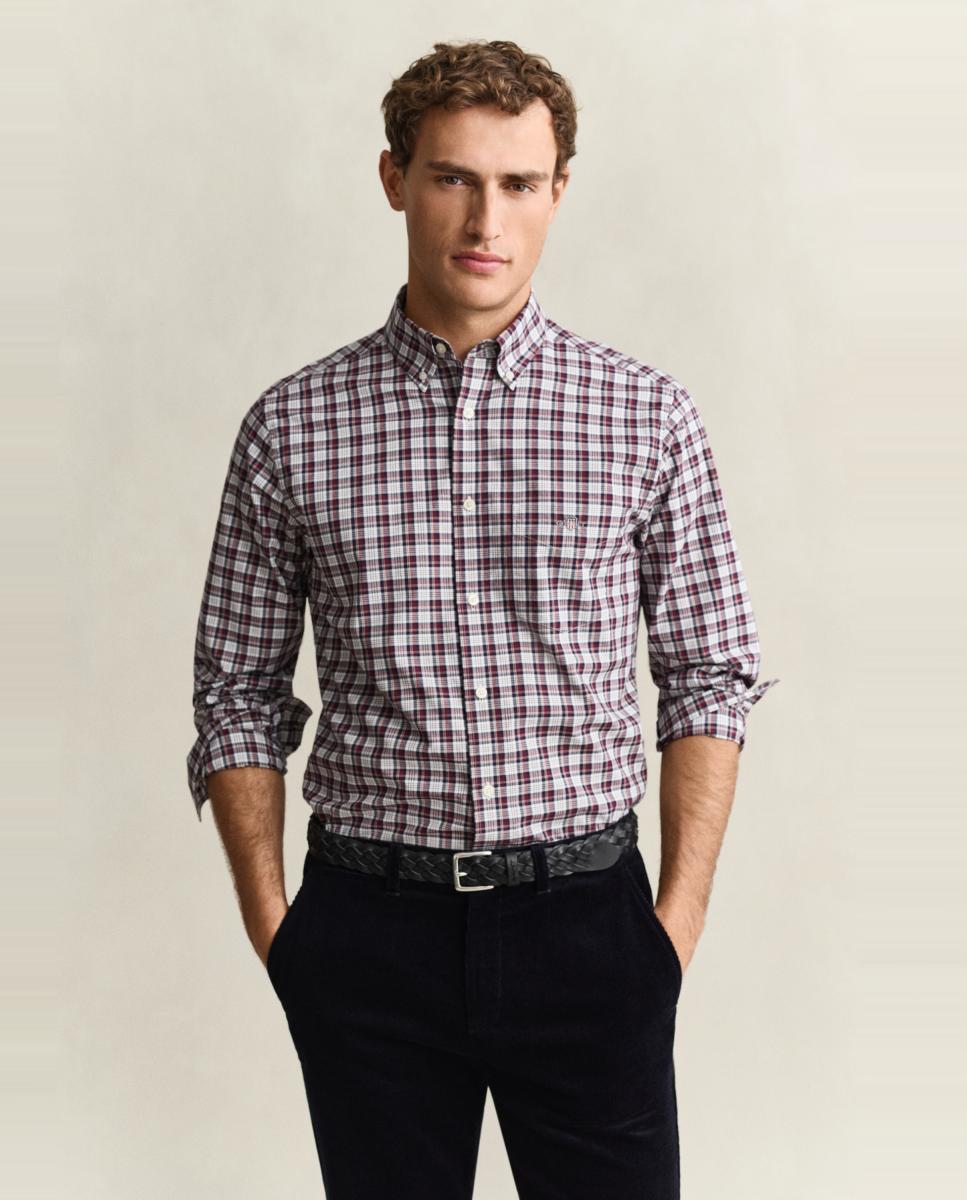 Camisa de hombre tallas grandes de popelina clásica a cuadros - Gant - Rosa Rosa-2