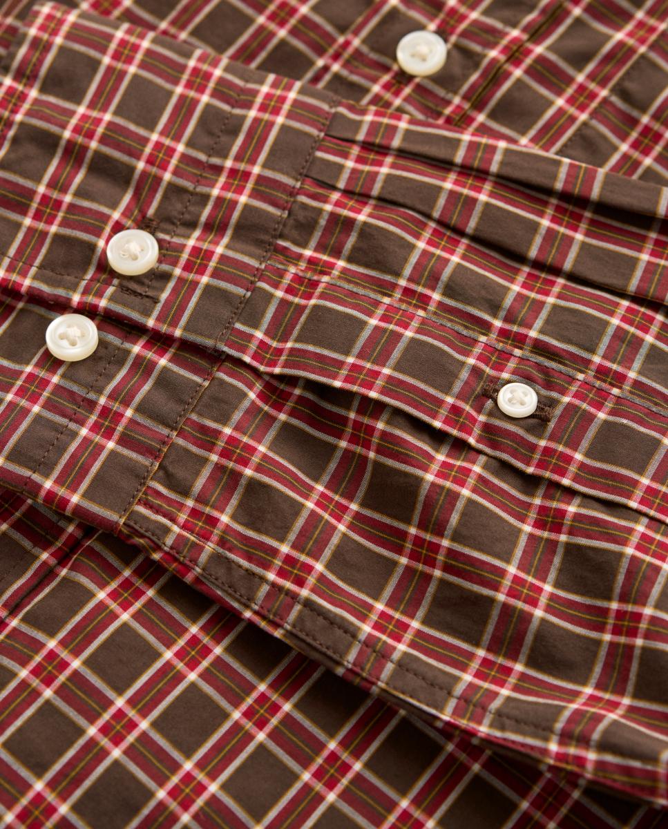Camisa de hombre tallas grandes de popelina clásica a cuadros - Gant - Marrón Marrón-2