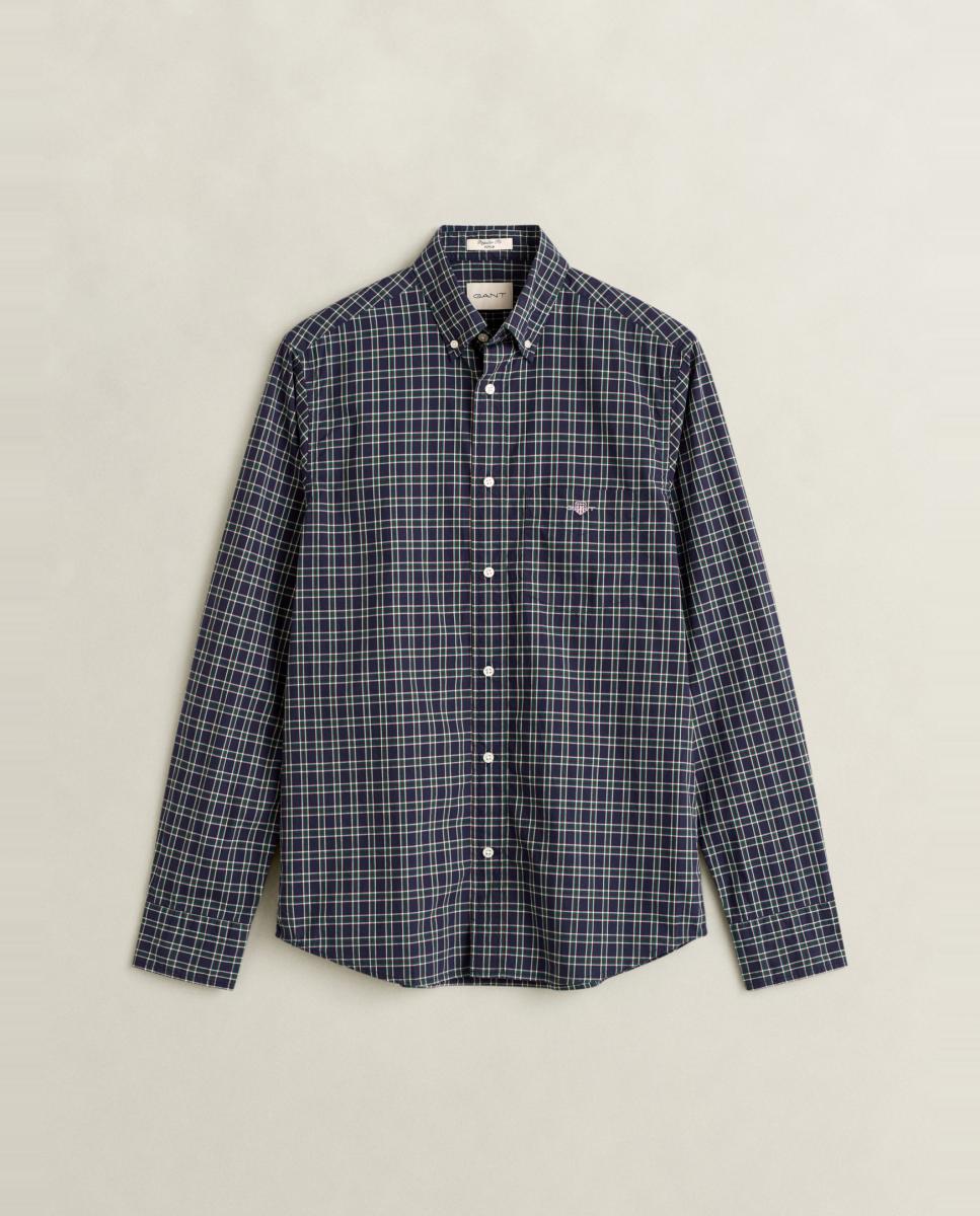 Camisa de hombre tallas grandes de popelina clásica a cuadros - Gant - Azul Azul-1