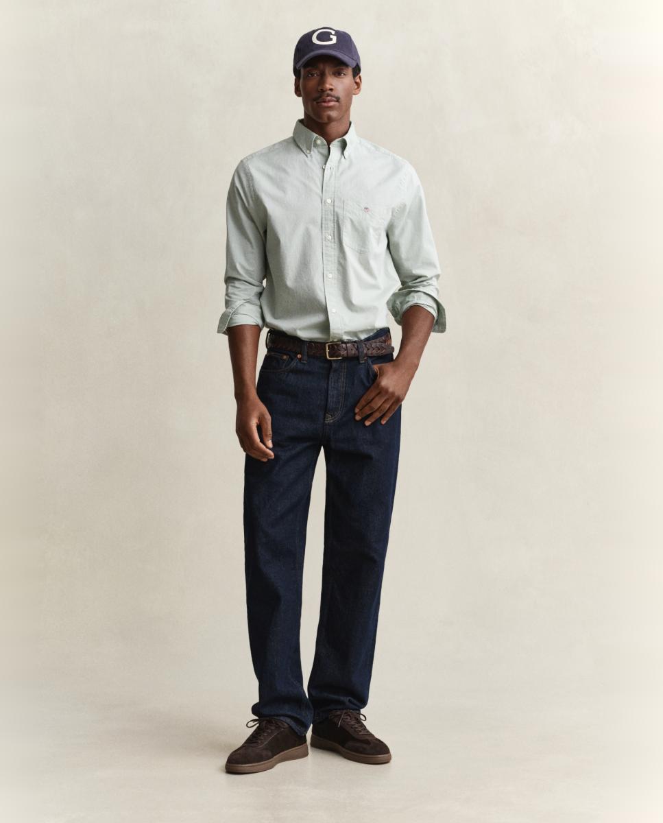 Camisa de popelín lisa regular fit de hombre tallas grandes - Gant - Verde Verde-5