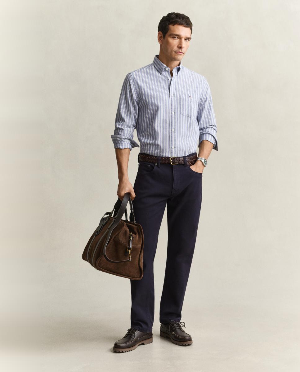 Camisa Tamanhos Grandes de Popelina Clássica e Corte Regular Azul-6