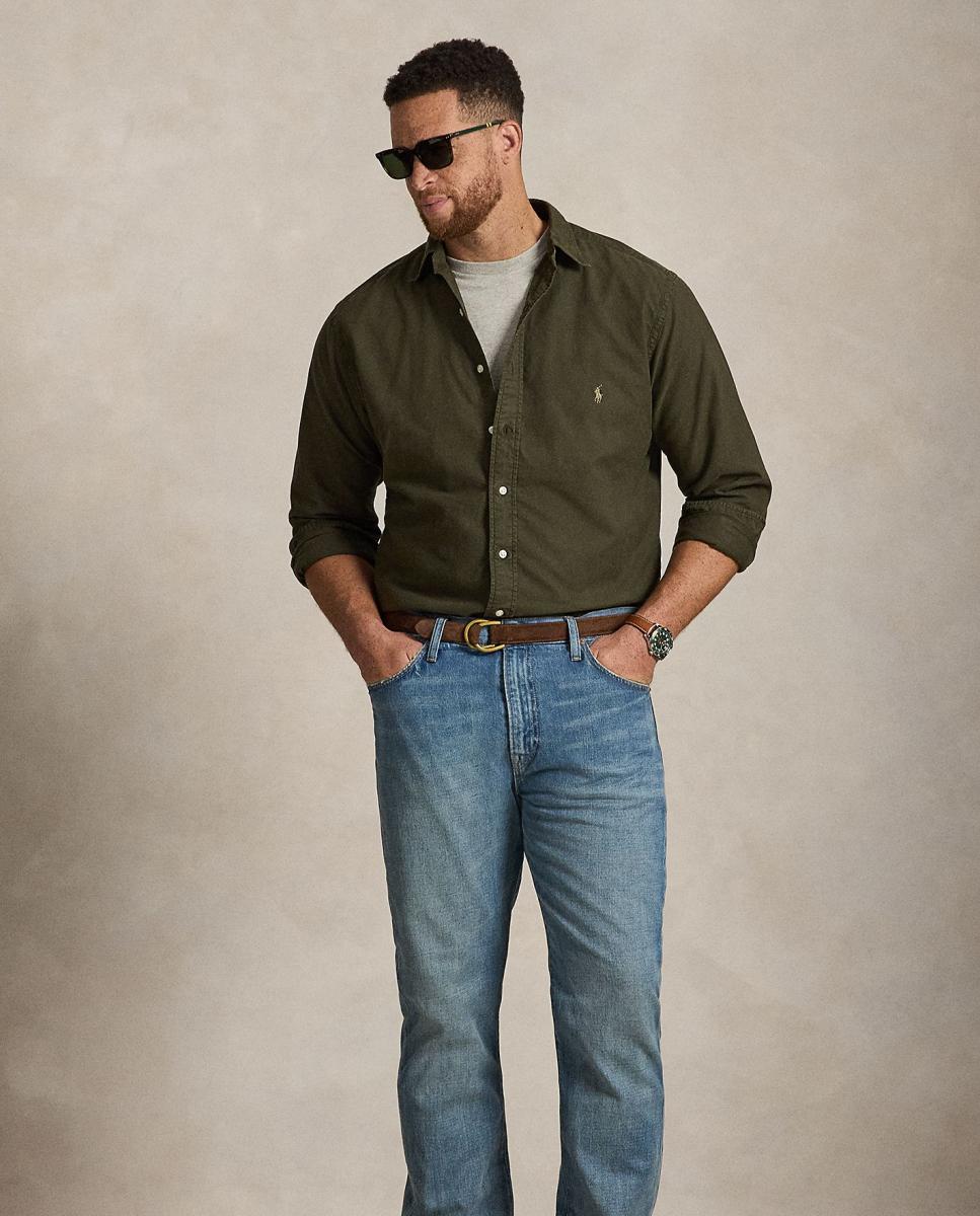 Camisa Oxford Classic Fit Tamanhos Grandes Verde pardo-6
