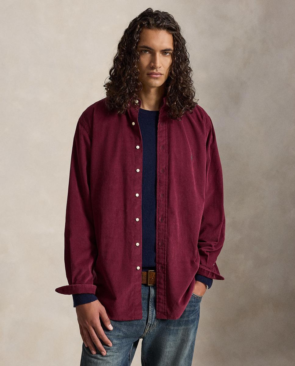 Camisa de hombre de micropana en color Oliva - Polo Ralph Lauren - Granate Granate-1