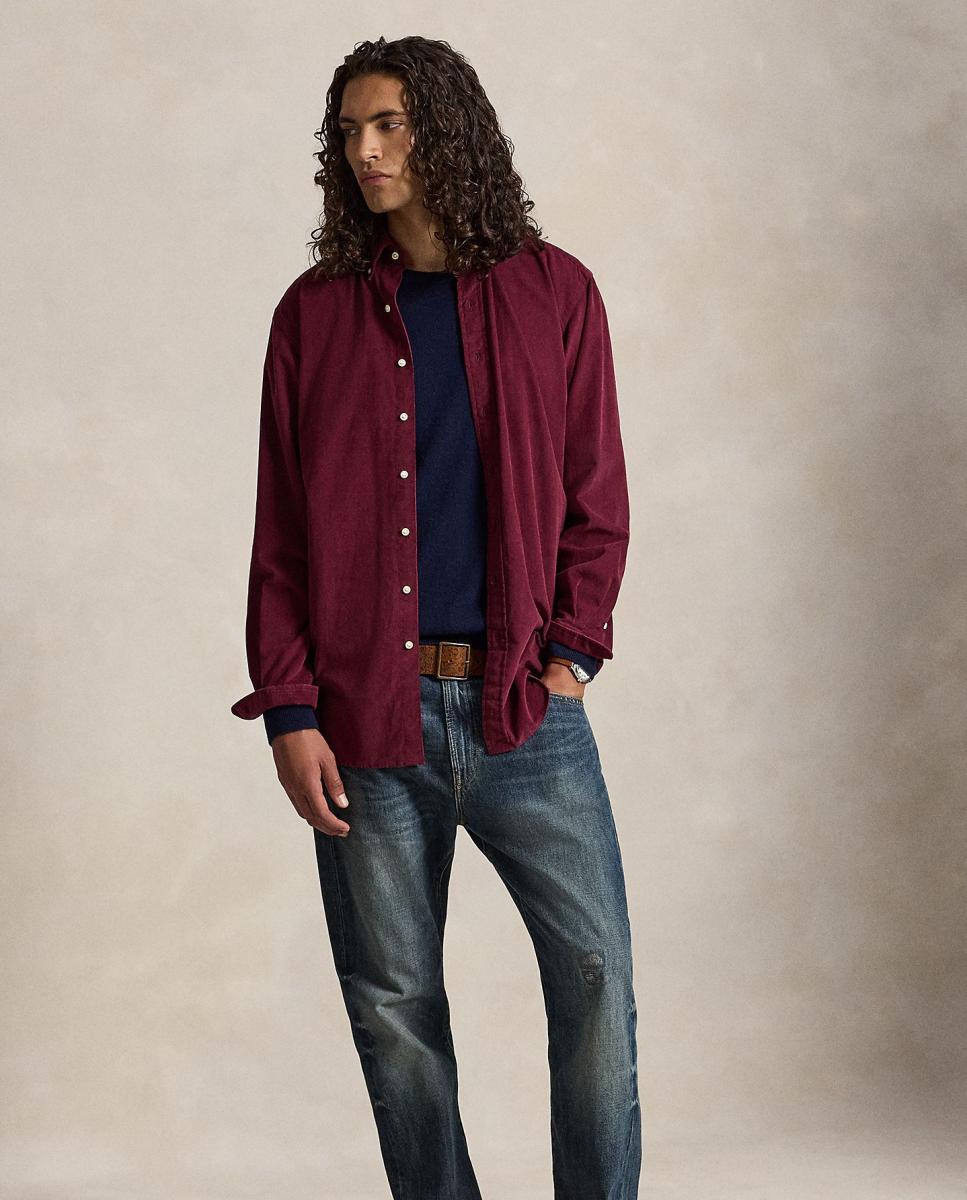 Camisa de hombre de micropana en color Oliva - Polo Ralph Lauren - Granate Granate-6