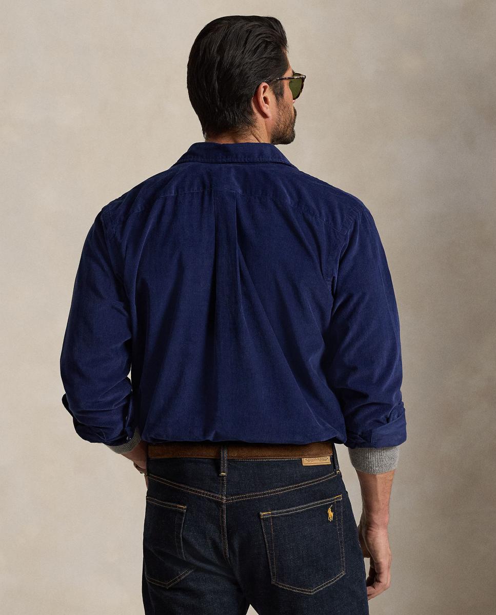 Camisa de hombre de micropana en color Oliva - Polo Ralph Lauren - Azul marino Azul marino-3