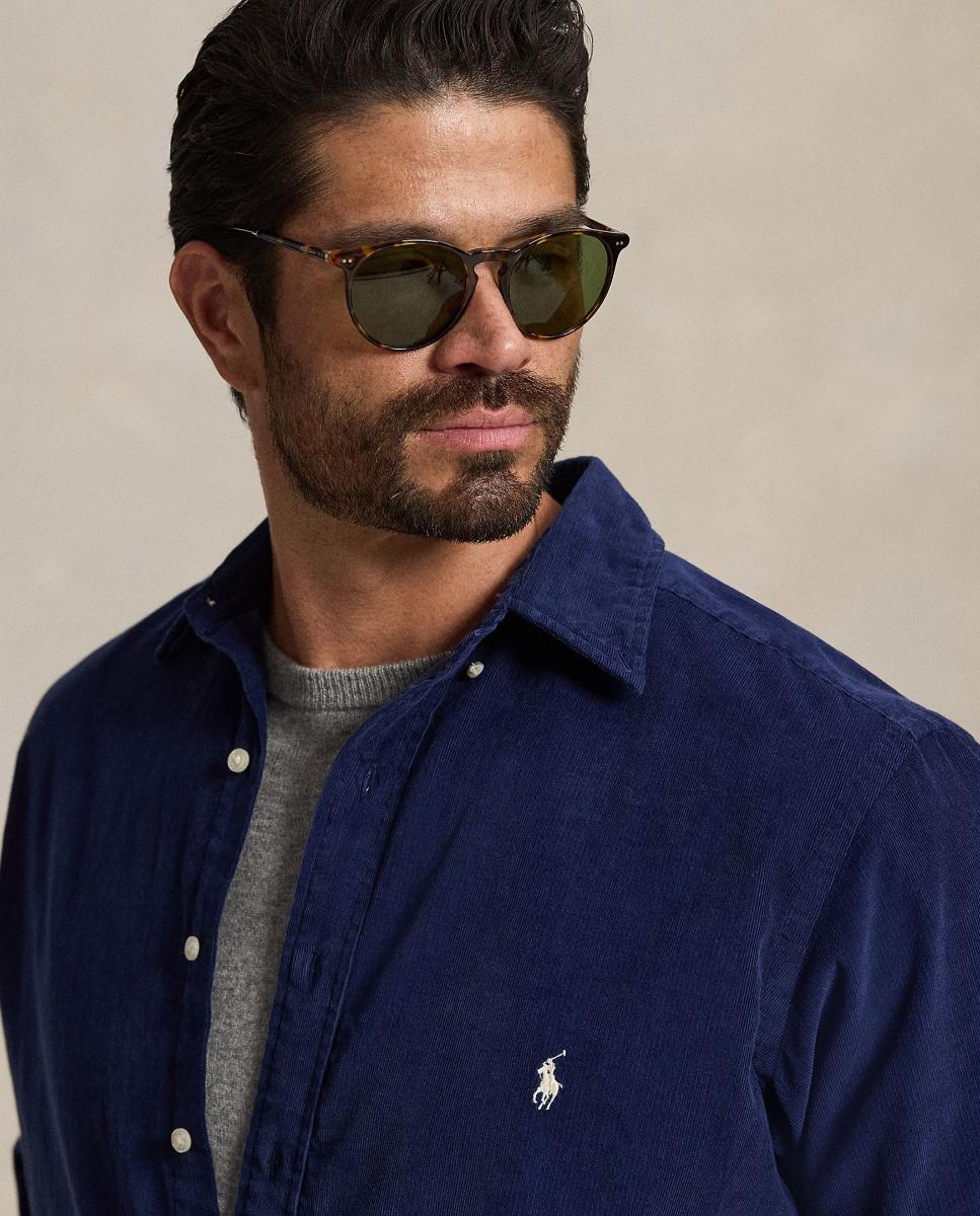 Camisa de hombre de micropana en color Oliva - Polo Ralph Lauren - Azul marino Azul marino-4