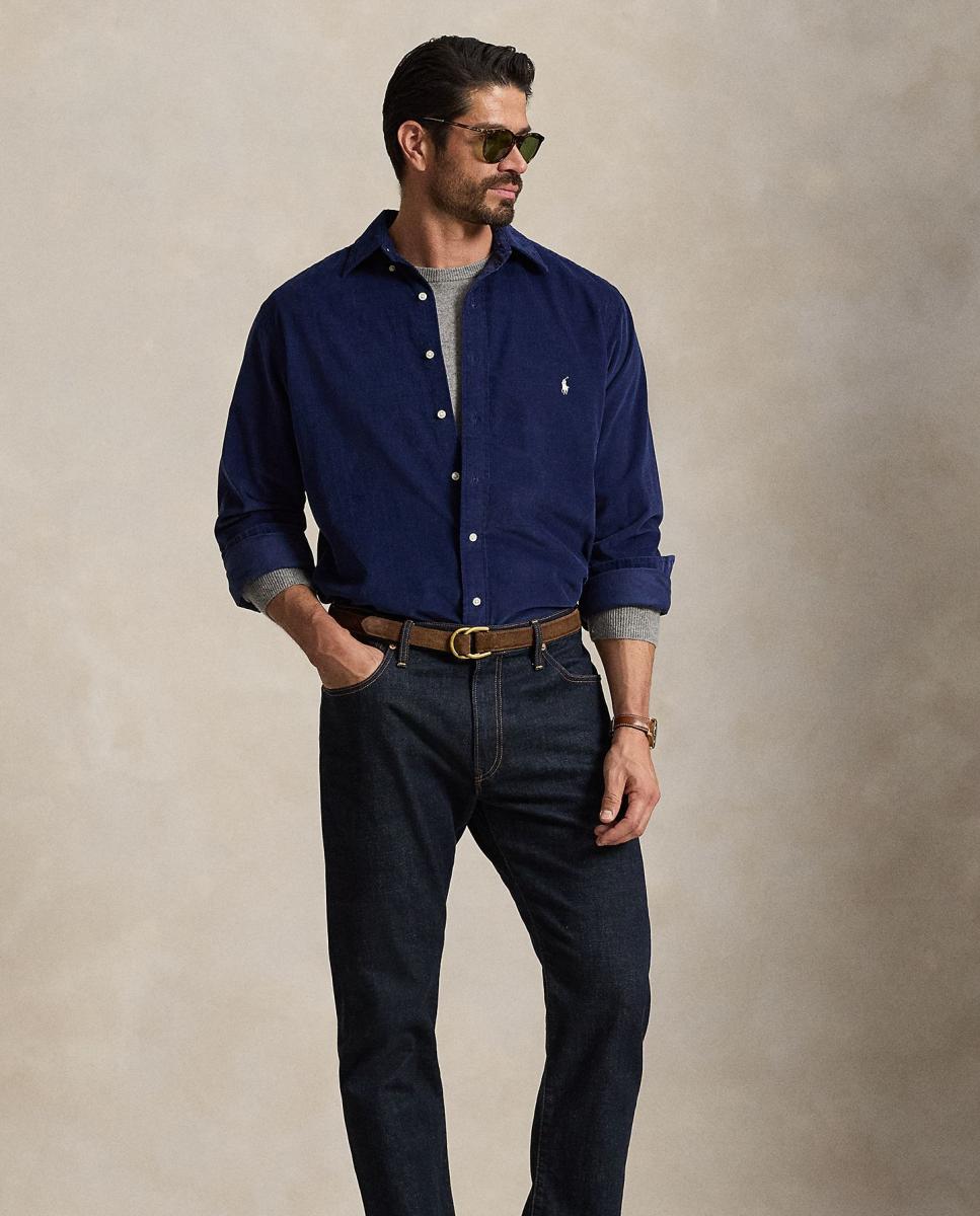 Camisa de hombre de micropana en color Oliva - Polo Ralph Lauren - Azul marino Azul marino-6