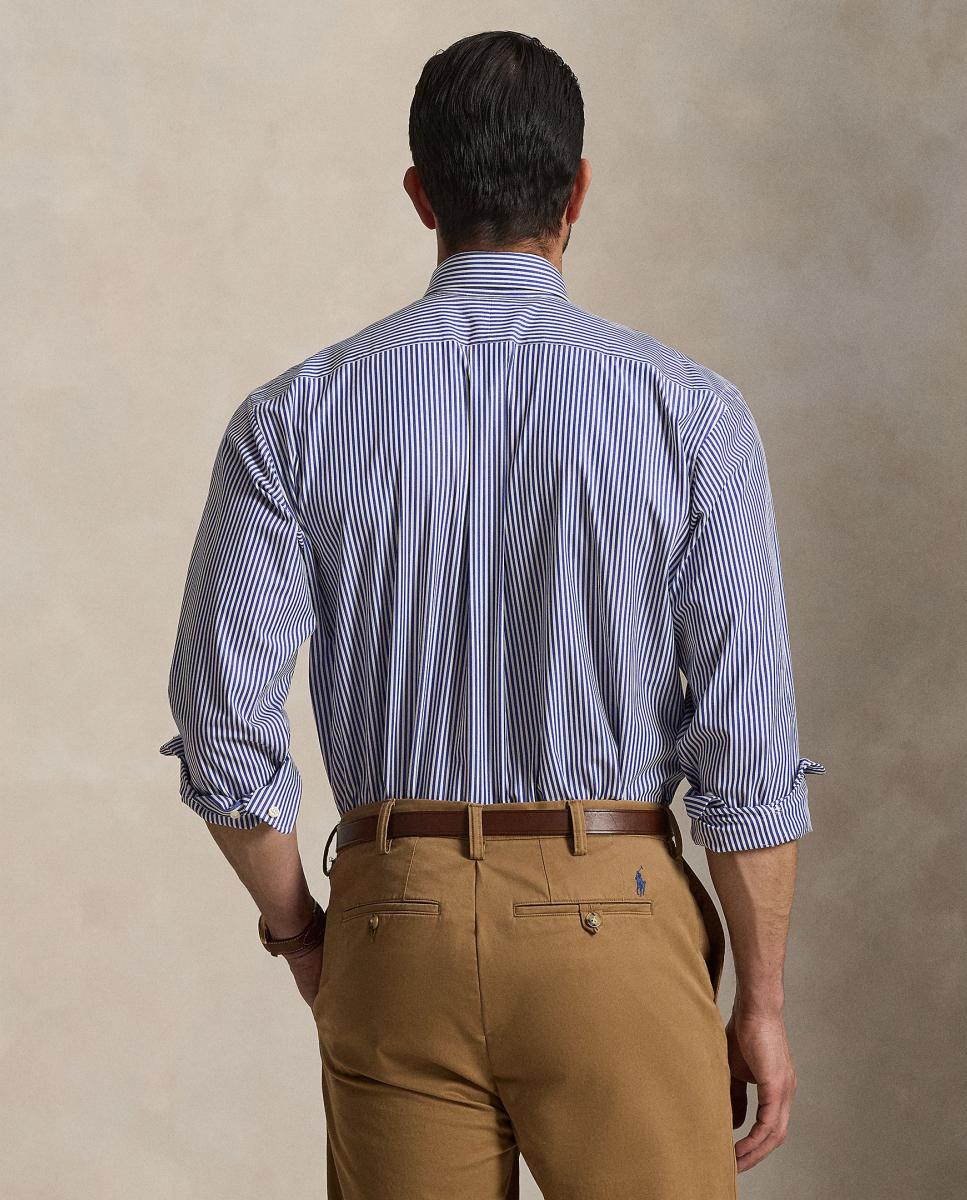 Camisa de Popelina Elástica Classic Fit Tamanhos Grandes Azul-4