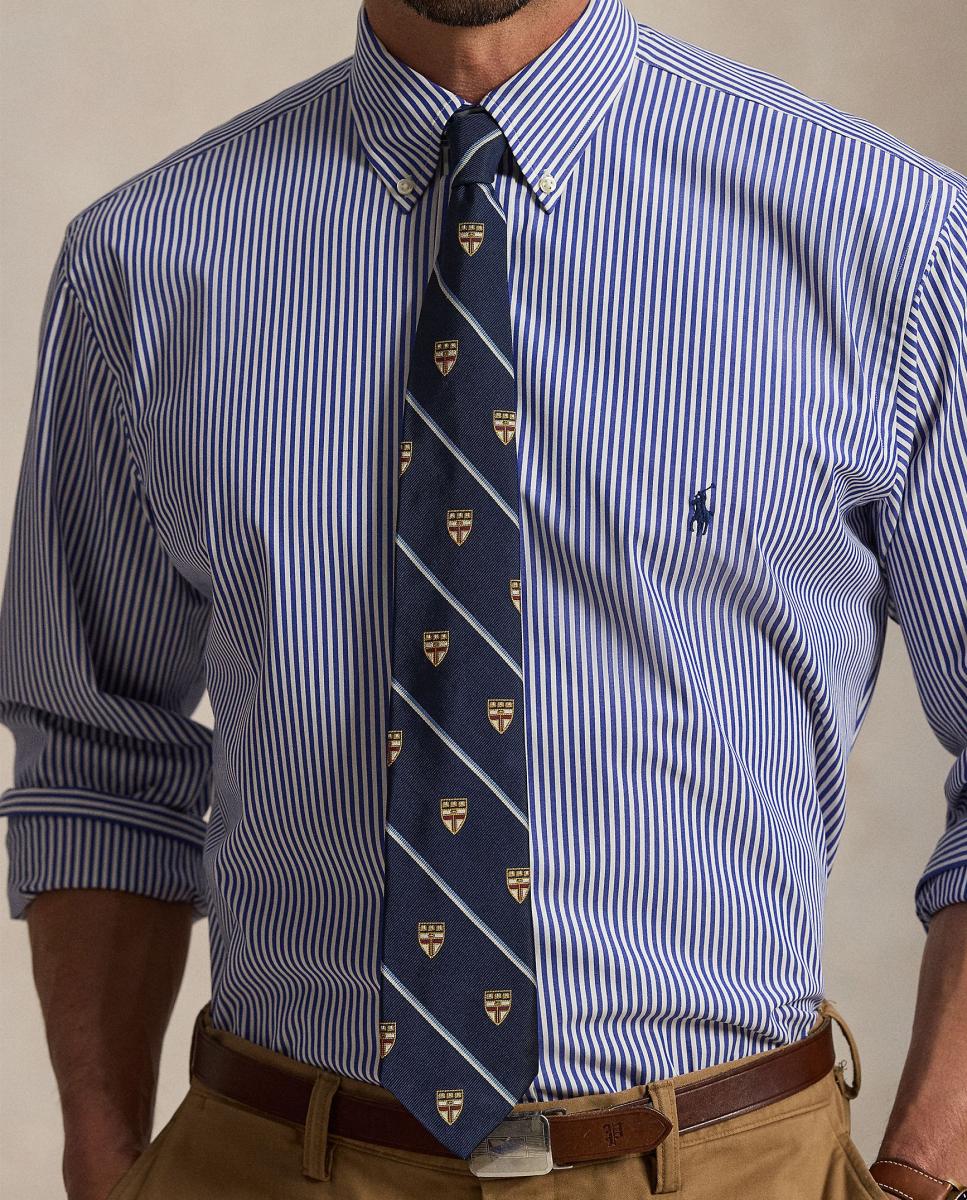 Camisa de Popelina Elástica Classic Fit Tamanhos Grandes Azul-5