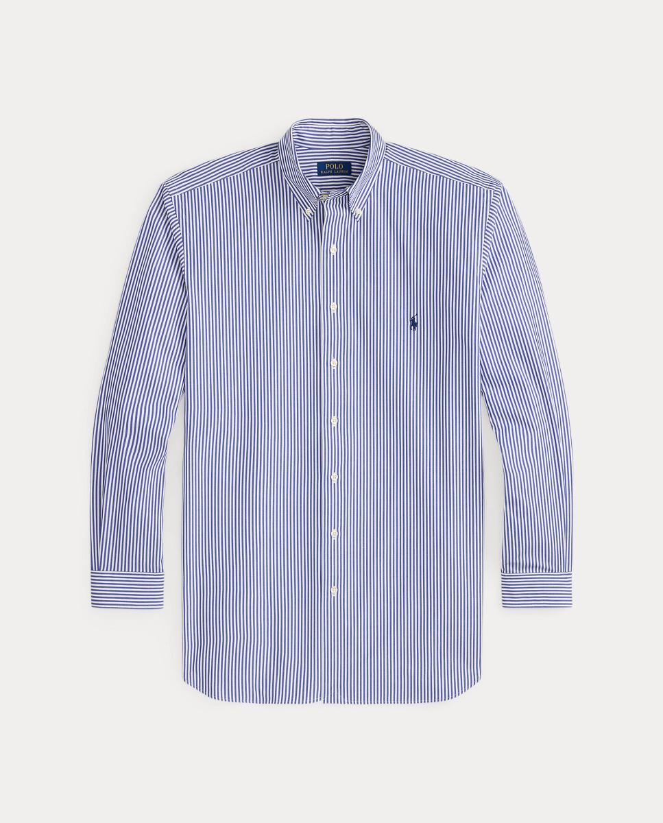 Camisa de Popelina Elástica Classic Fit Tamanhos Grandes Azul-6