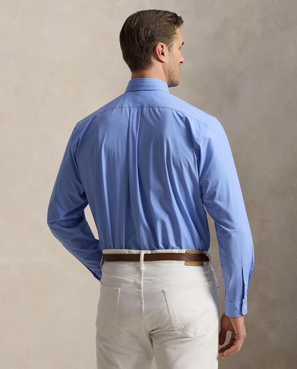 Camisa de popelina elástica de hombre Azul cabana - Polo Ralph Lauren - Azul Cielo Azul Cielo-4