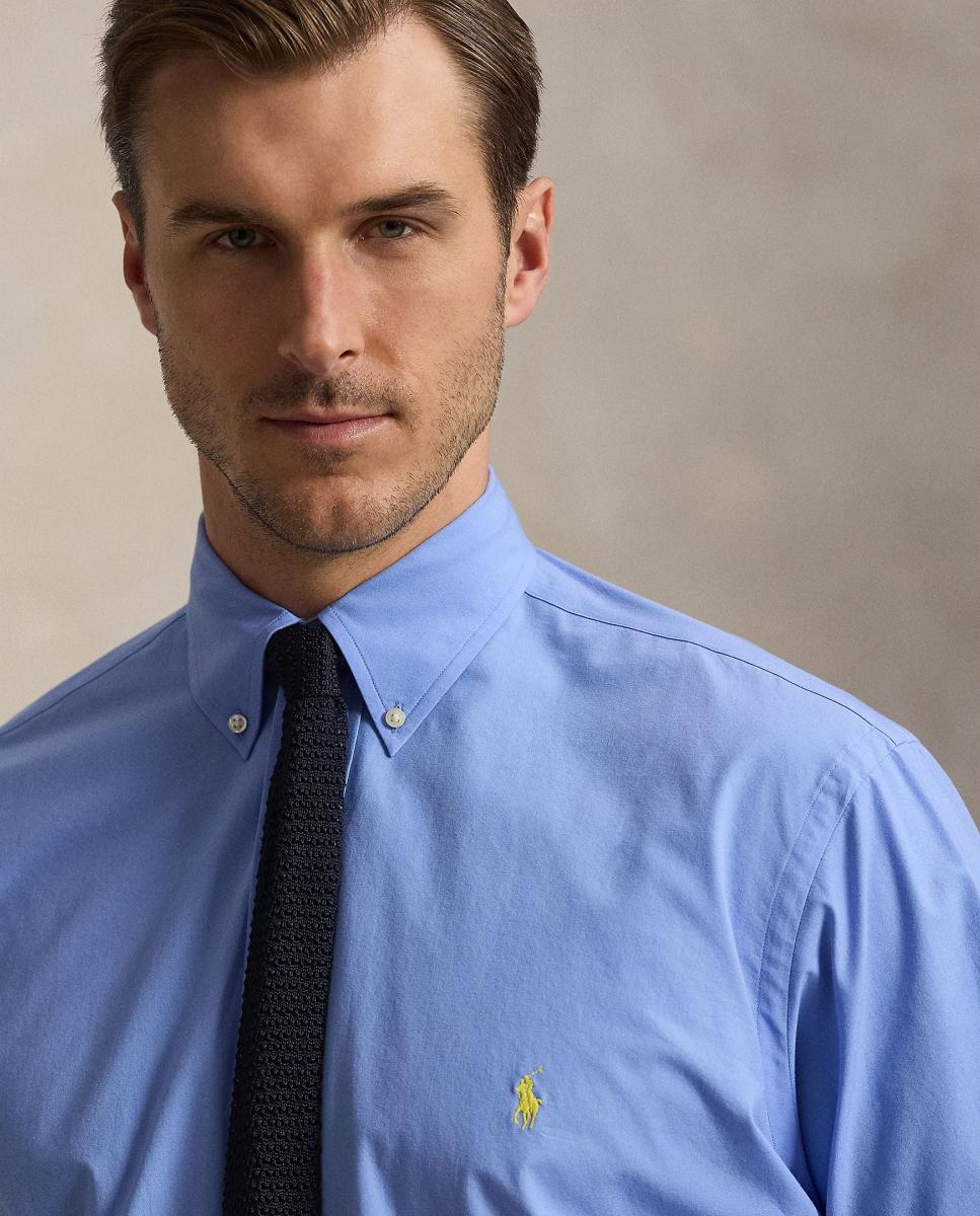 Camisa de popelina elástica de hombre Azul cabana - Polo Ralph Lauren - Azul Cielo Azul Cielo-5