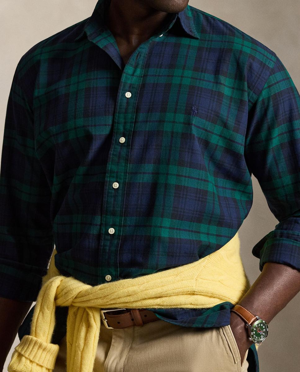 Camisa Oxford aos Quadrados Custom Fit Tamanhos Grandes Azul-marinho-4