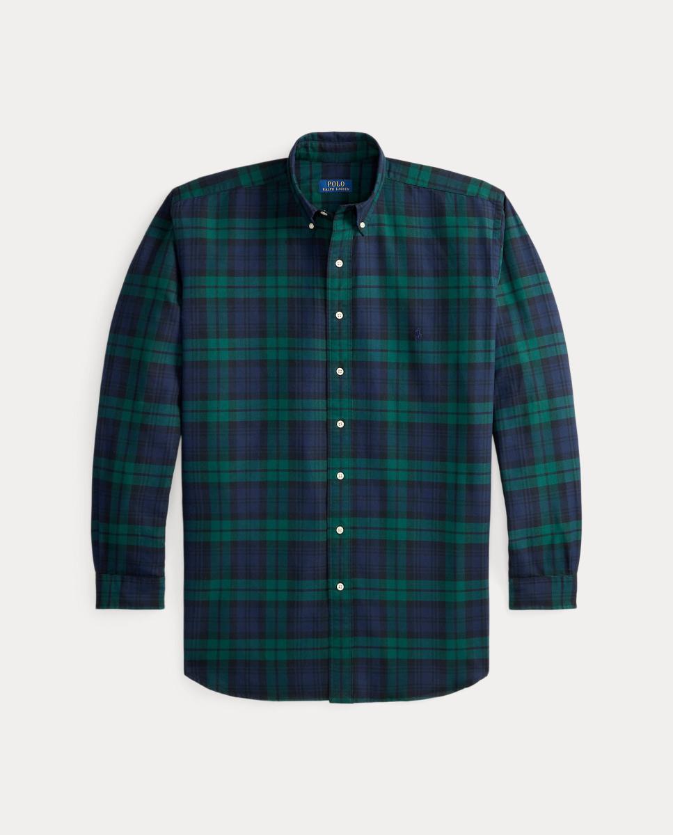 Camisa Oxford aos Quadrados Custom Fit Tamanhos Grandes Azul-marinho-5