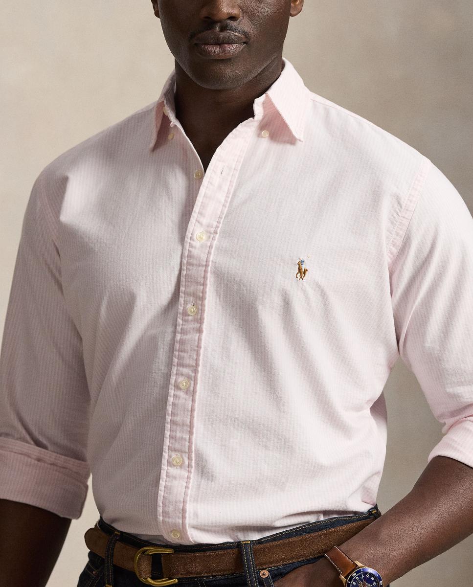 Camisa Oxford de Algodão Classic Fit Tamanhos Grandes Rosa-claro-4