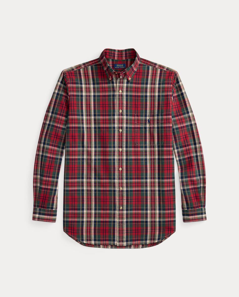 Camisa Oxford aos Quadrados Custom Fit Tamanhos Grandes Grená-5