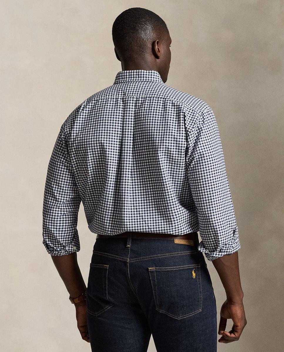 Camisa Oxford aos Quadrados Custom Fit Tamanhos Grandes Azul-marinho-3