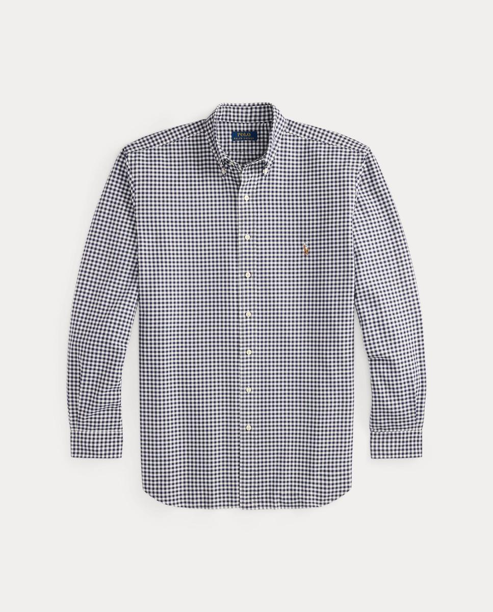 Camisa Oxford aos Quadrados Custom Fit Tamanhos Grandes Azul-marinho-5