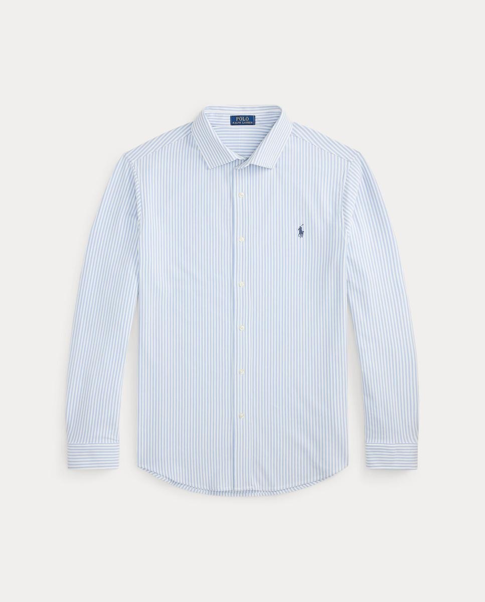 Camisa Oxford às Riscas Slim Fit Tamanhos Grandes Azul-claro-6