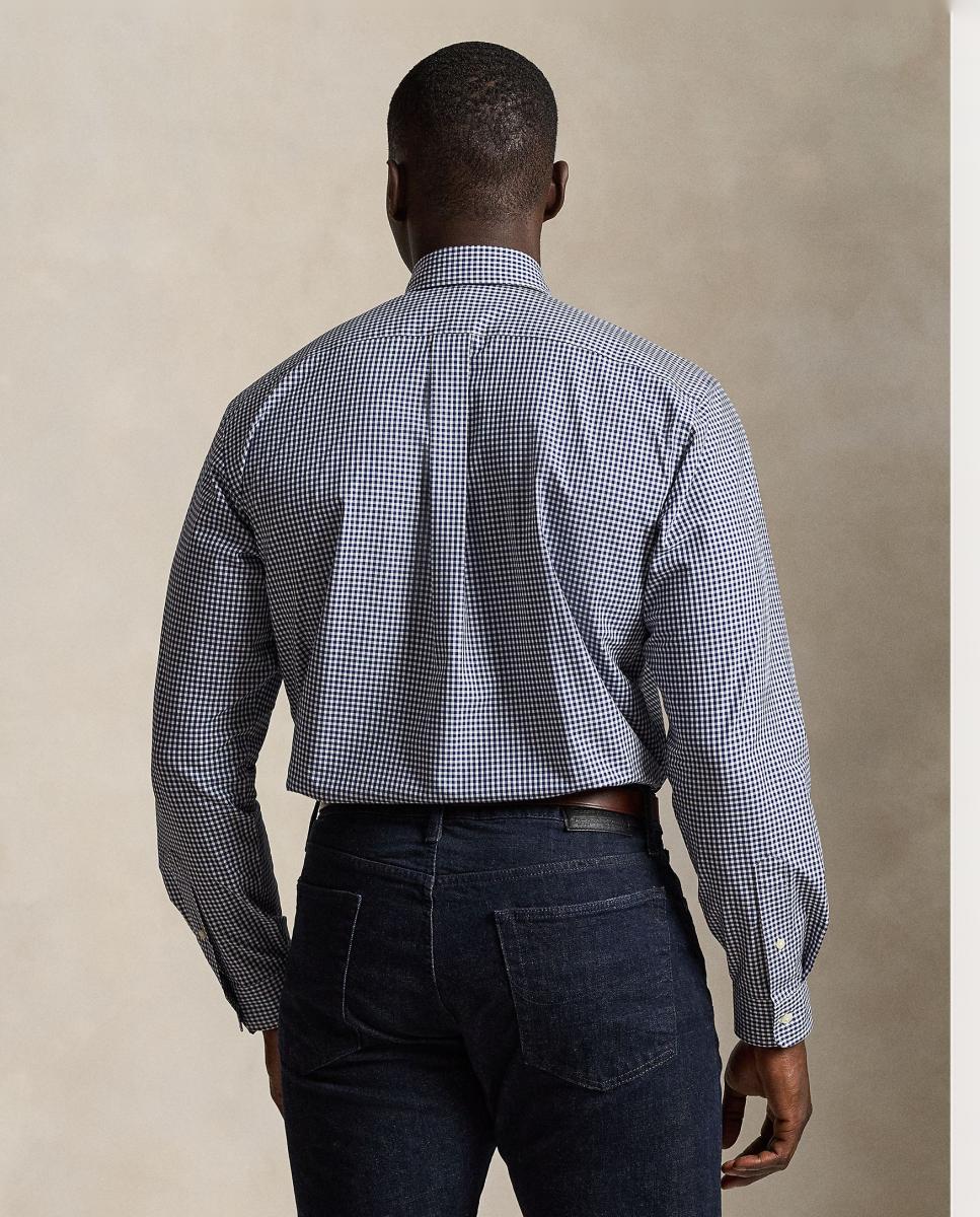 Camisa de Popelina Elástica Classic Fit Tamanhos Grandes Azul-marinho-3