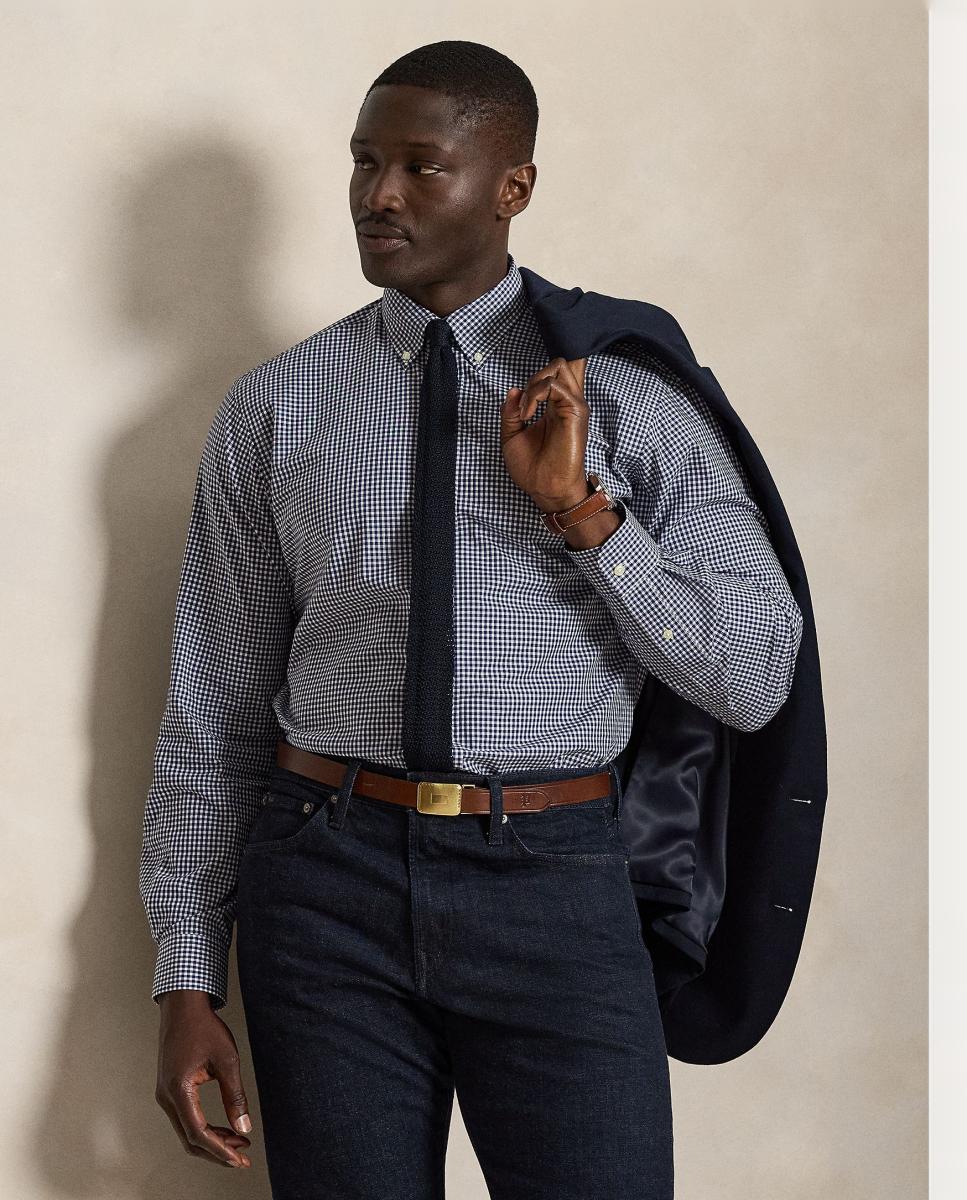 Camisa de Popelina Elástica Classic Fit Tamanhos Grandes Azul-marinho-5