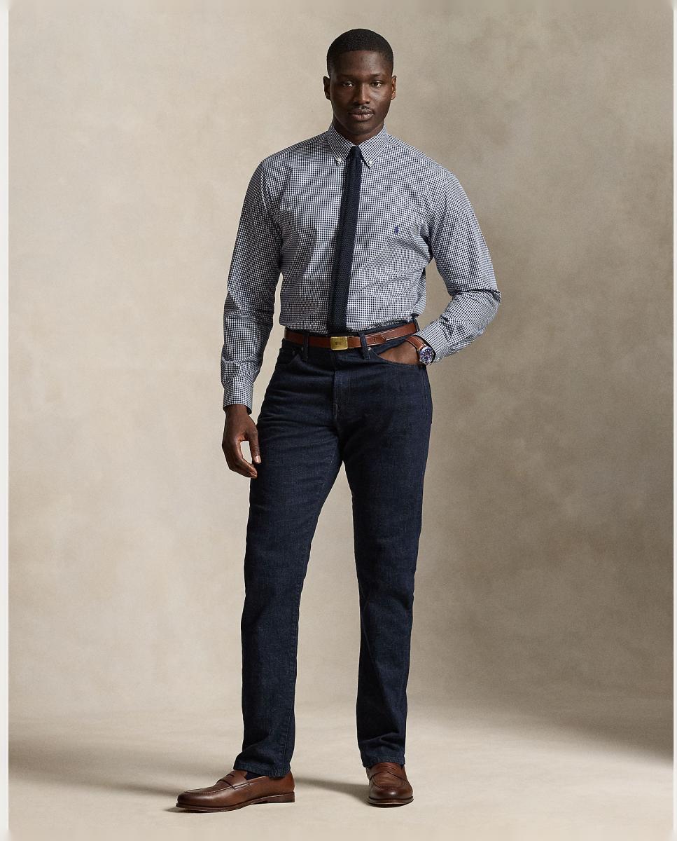 Camisa de Popelina Elástica Classic Fit Tamanhos Grandes Azul-marinho-7