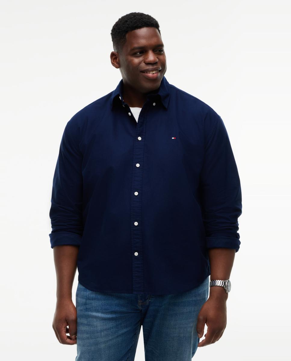 Camisa de hombre tipo Oxford lisa tallas grandes - Tommy Hilfiger - Azul marino Azul marino-1
