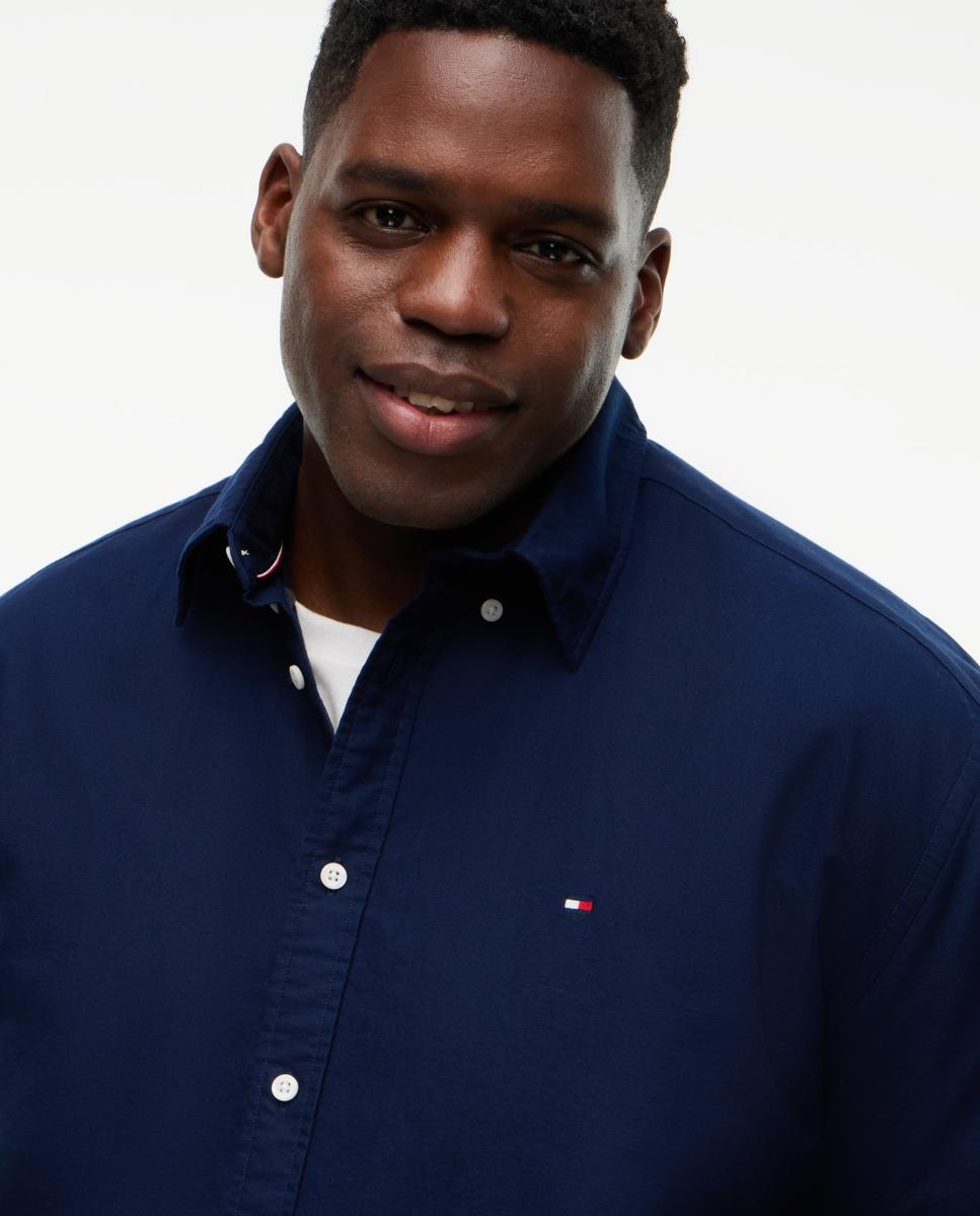 Camisa de hombre tipo Oxford lisa tallas grandes - Tommy Hilfiger - Azul marino Azul marino-3