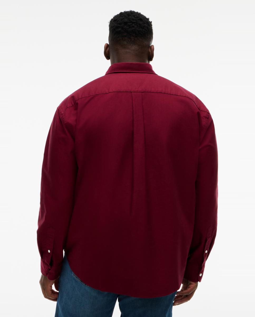 Camisa de hombre tipo Oxford lisa tallas grandes - Tommy Hilfiger - Burdeos Burdeos-2