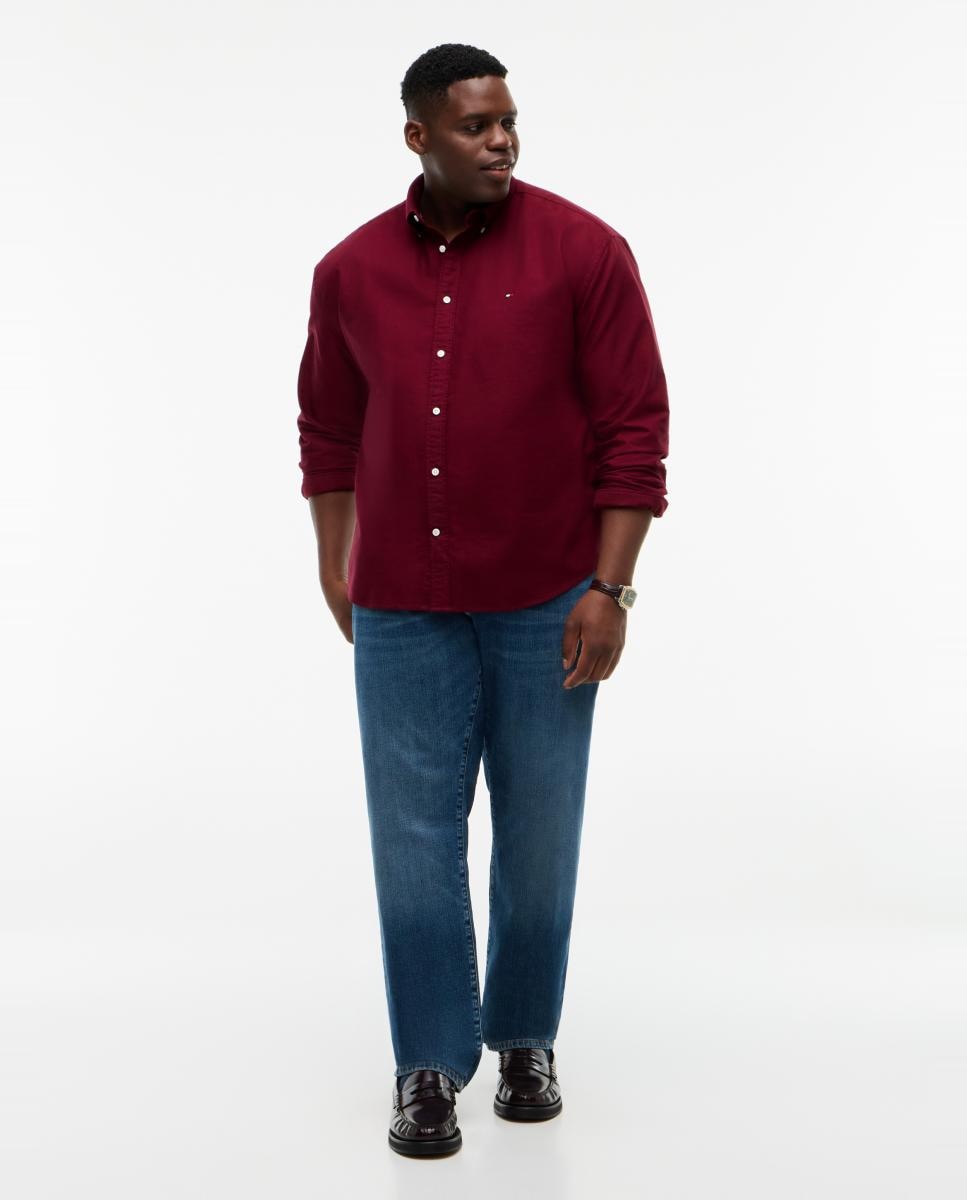 Camisa de hombre tipo Oxford lisa tallas grandes - Tommy Hilfiger - Burdeos Burdeos-5