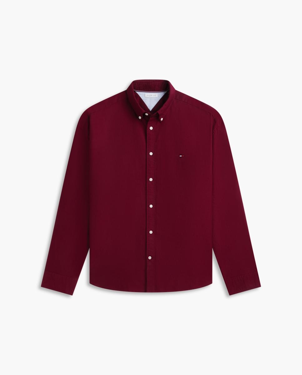 Camisa de hombre tipo Oxford lisa tallas grandes - Tommy Hilfiger - Burdeos Burdeos-4