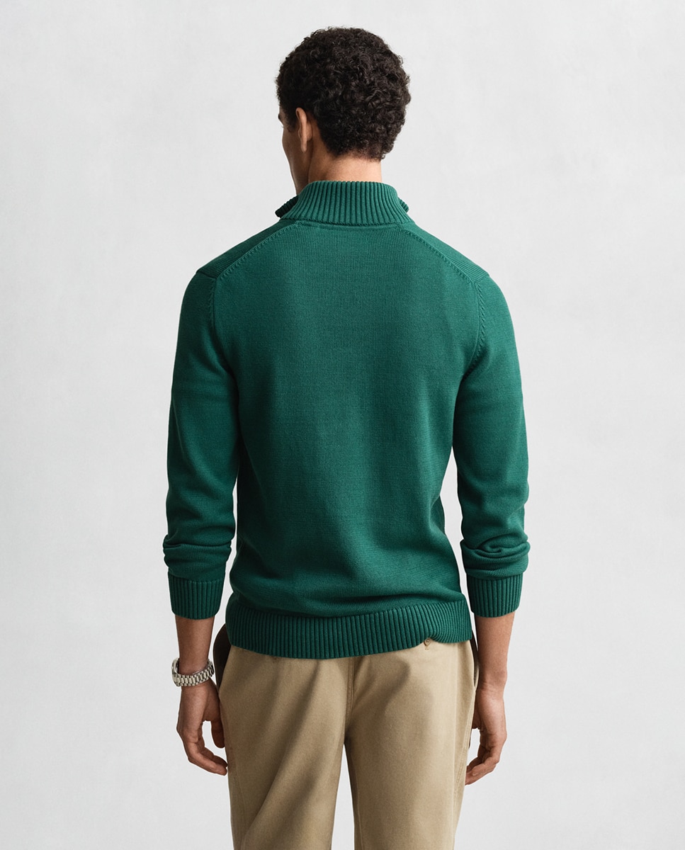 Cardigan de Malha com Meia Gola e Logótipo no Peito Tamanhos Grandes Verde-2