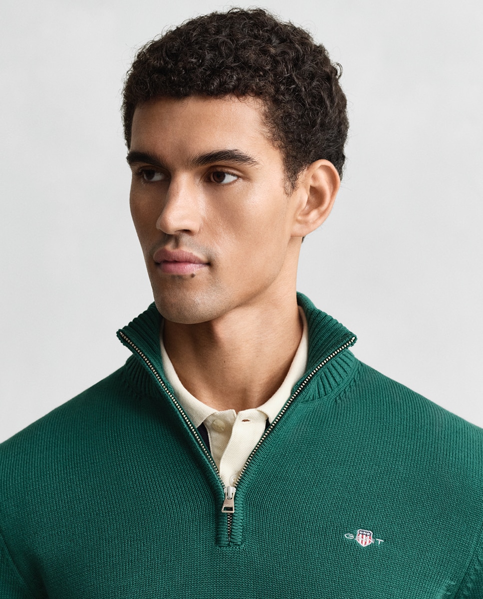 Cardigan de Malha com Meia Gola e Logótipo no Peito Tamanhos Grandes Verde-3