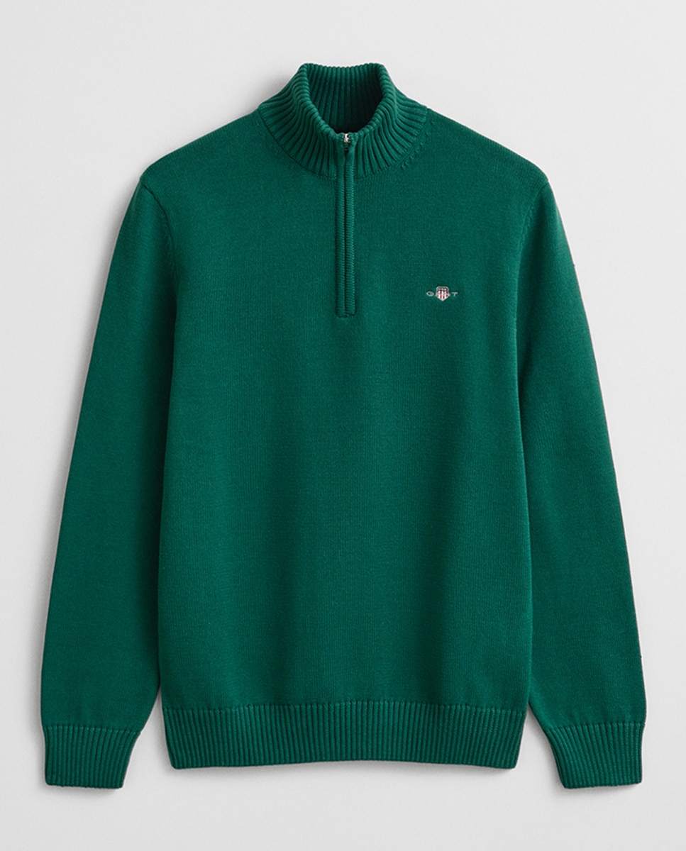 Cardigan de Malha com Meia Gola e Logótipo no Peito Tamanhos Grandes Verde-4
