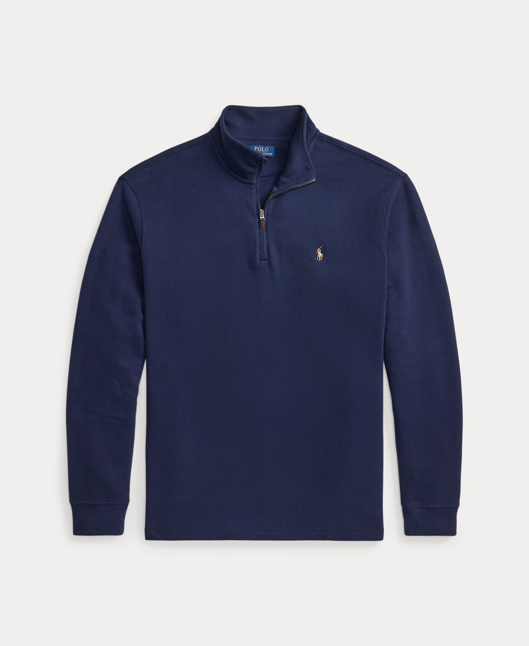 Camisola de Malha Tamanhos Grandes com Meio Fecho de Correr e em Algodão Azul-marinho-6