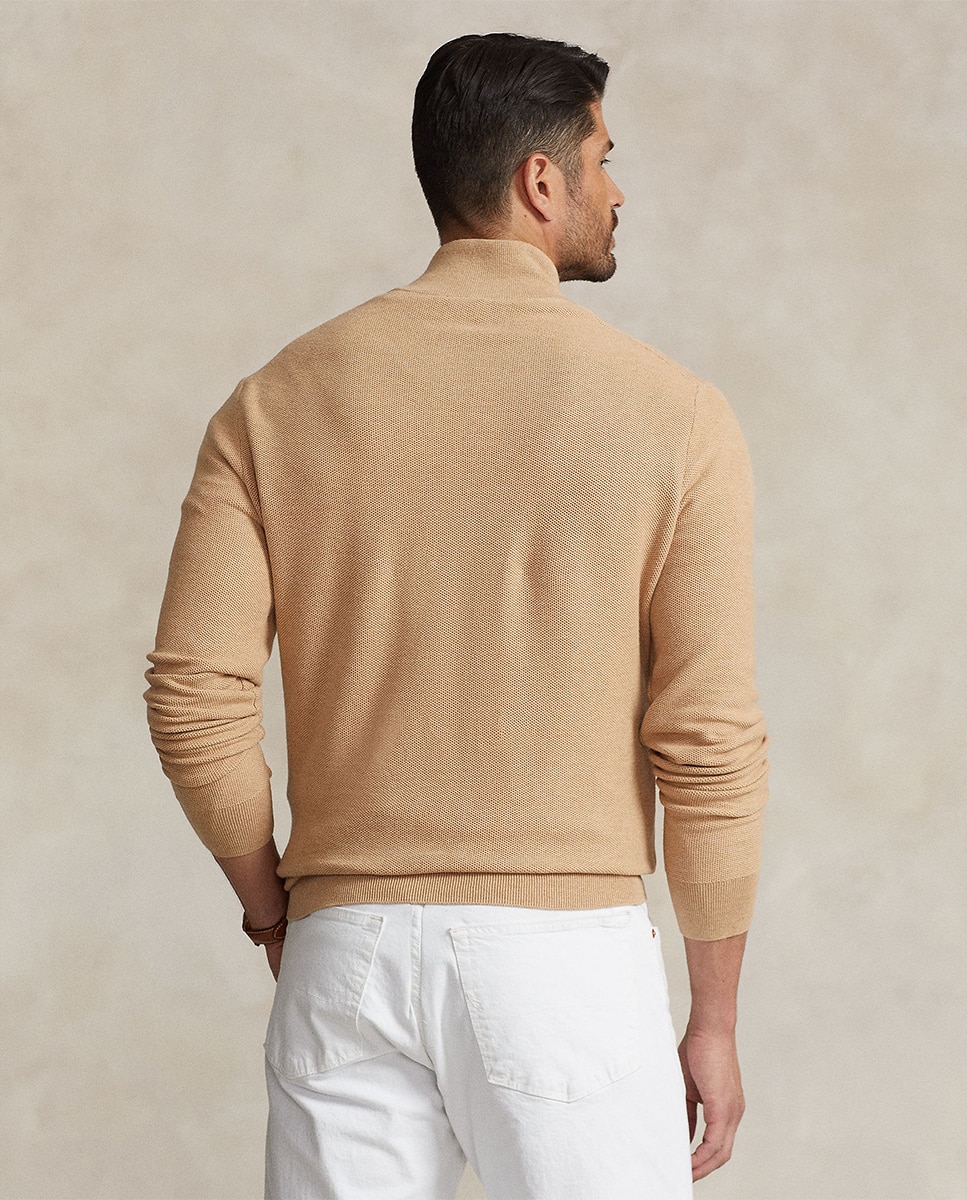 Camisola de Malha de Piqué e Algodão Tamanhos Grandes Bege-2