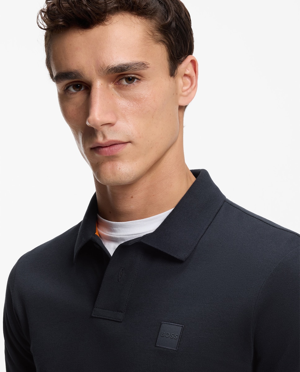 Polo de Manga Comprida Tamanhos Grandes Azul-2