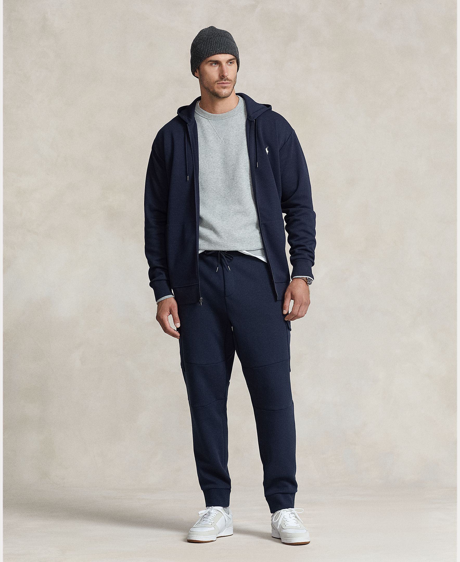 Sweatshirt com capuz e fecho de correr tamanhos grandes Azul-marinho-6