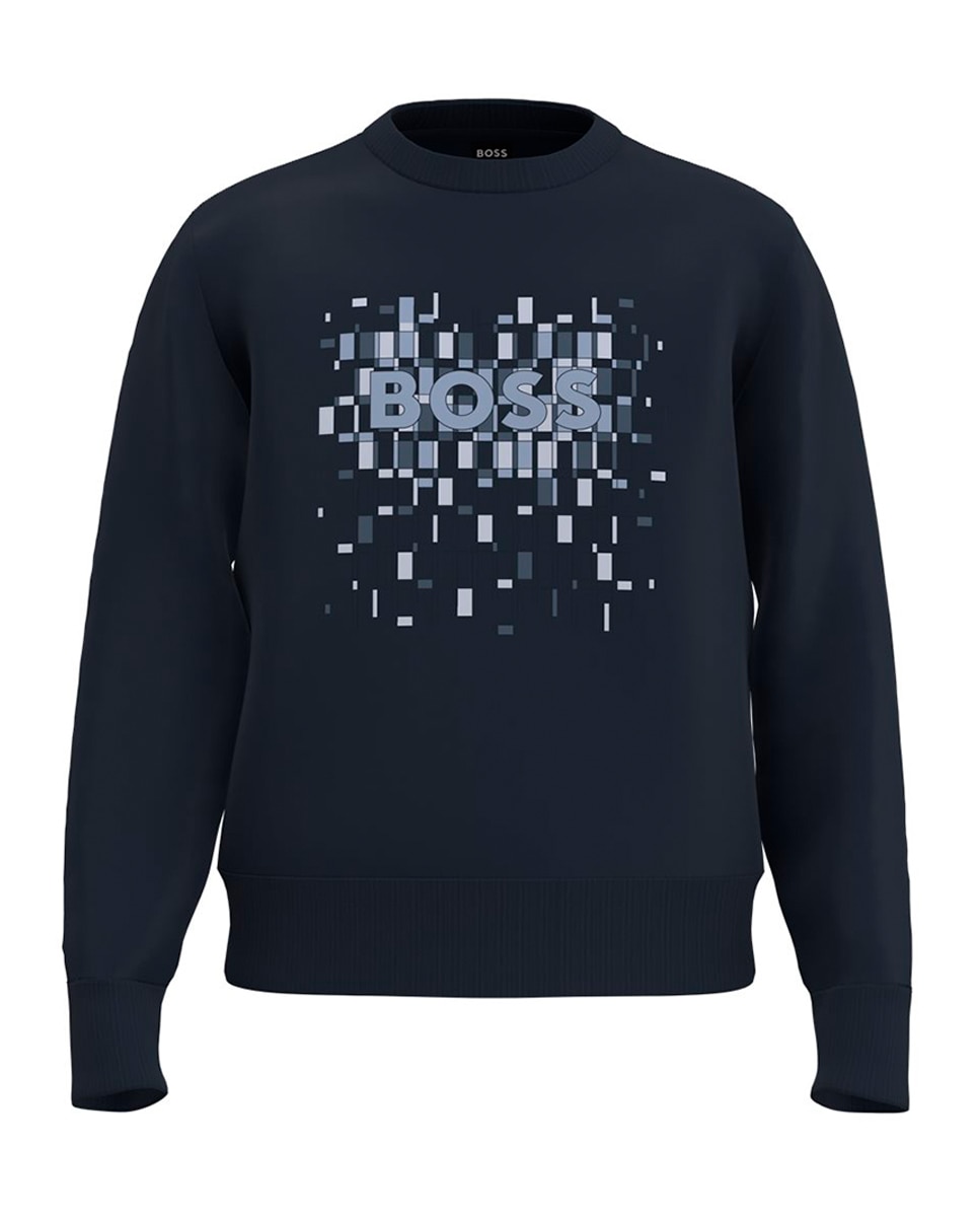 Sweatshirt de Manga Comprida Tamanhos Grandes Azul-1