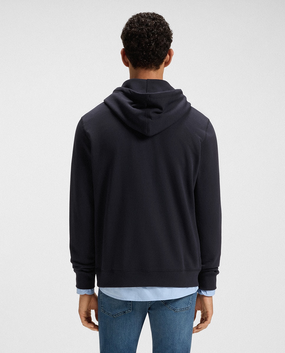 Sweatshirt em Felpa de Algodão com Capuz e Remendo de Logótipo Azul-marinho-2