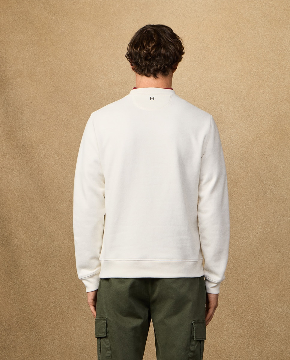 Sweatshirt de Algodão com Logótipo Central Tamanhos Grandes Branco-2