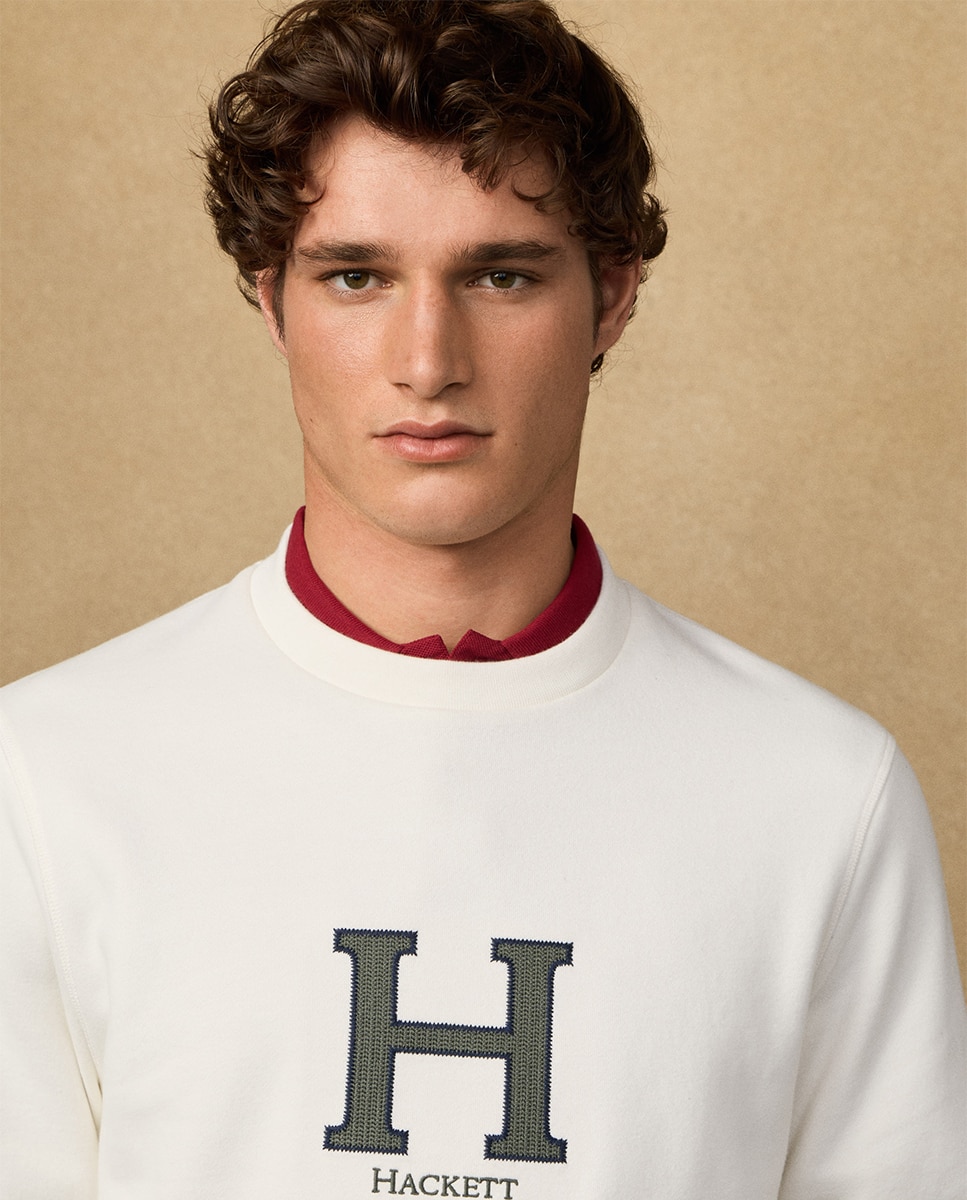 Sweatshirt de Algodão com Logótipo Central Tamanhos Grandes Branco-3