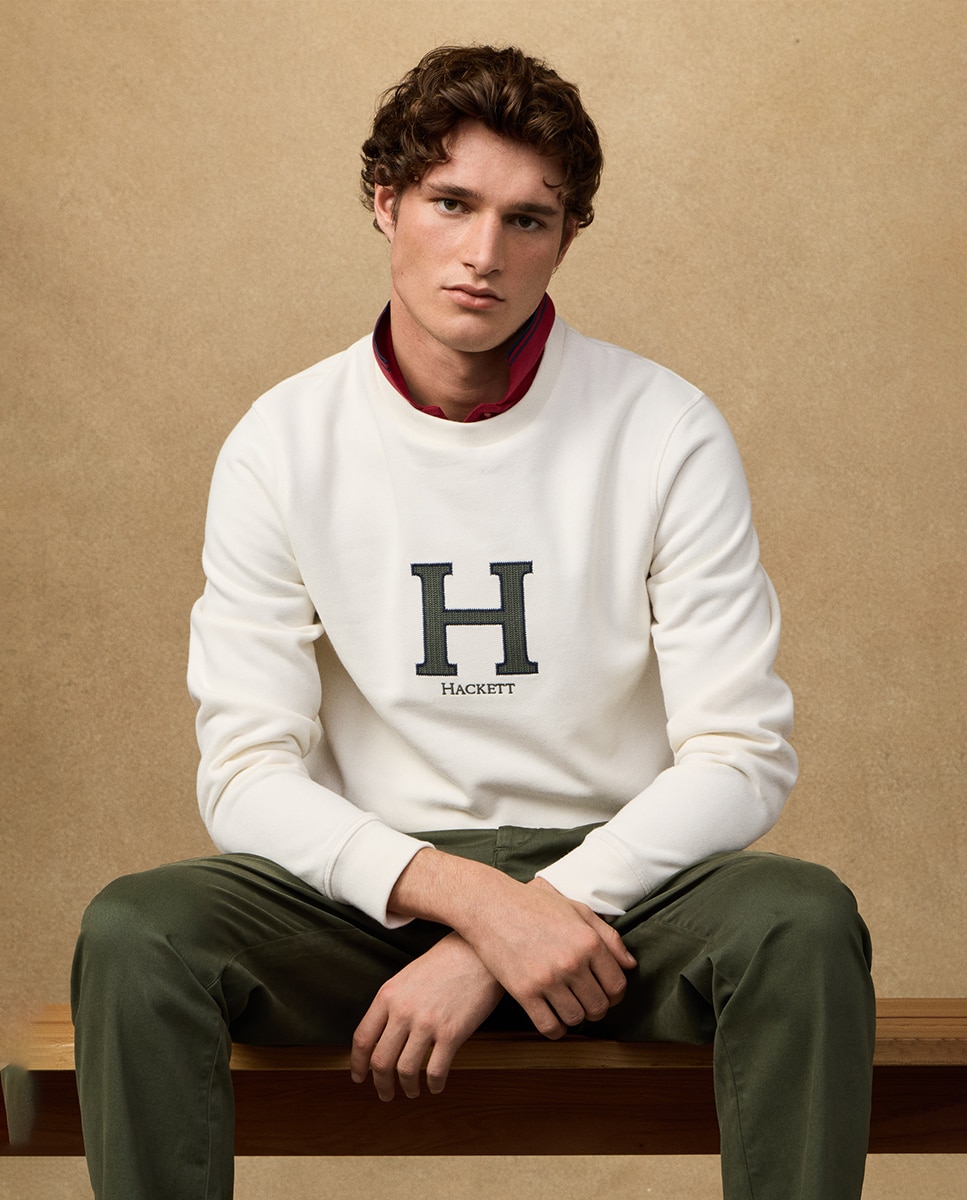 Sweatshirt de Algodão com Logótipo Central Tamanhos Grandes Branco-4