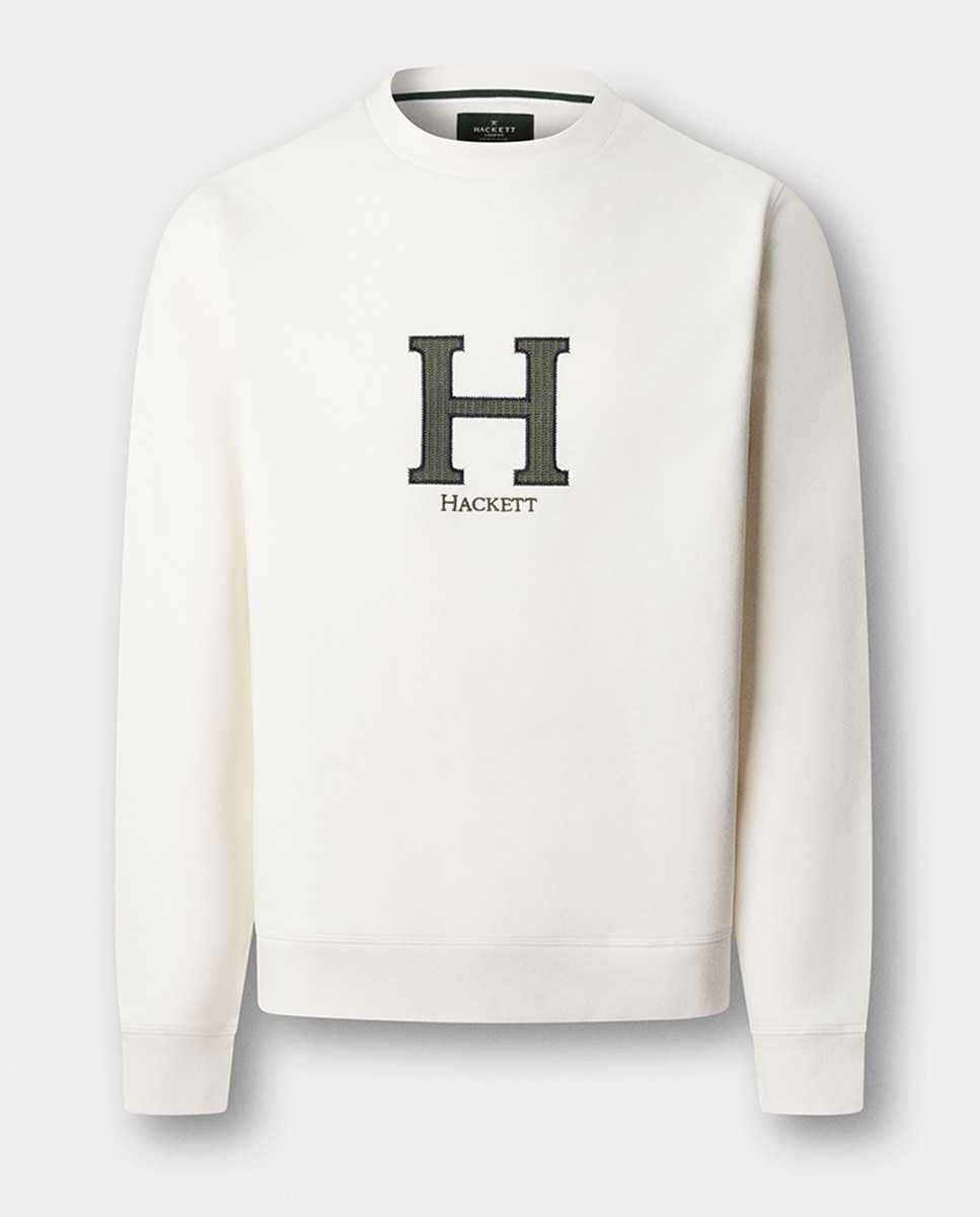 Sweatshirt de Algodão com Logótipo Central Tamanhos Grandes Branco-7