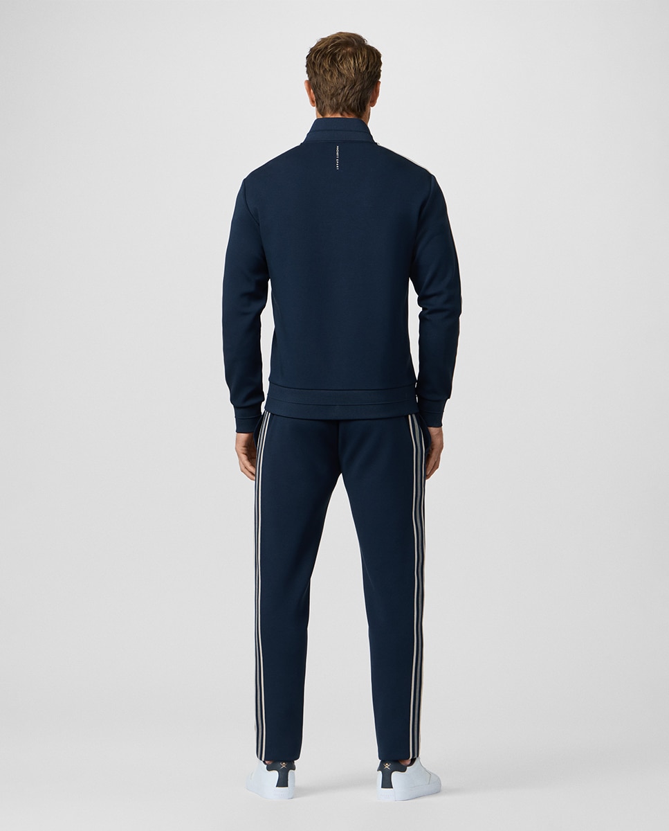 Sweatshirt Tamanhos Grandes com Fecho de Correr e Fitas nos Ombros e Mangas Azul-marinho-2