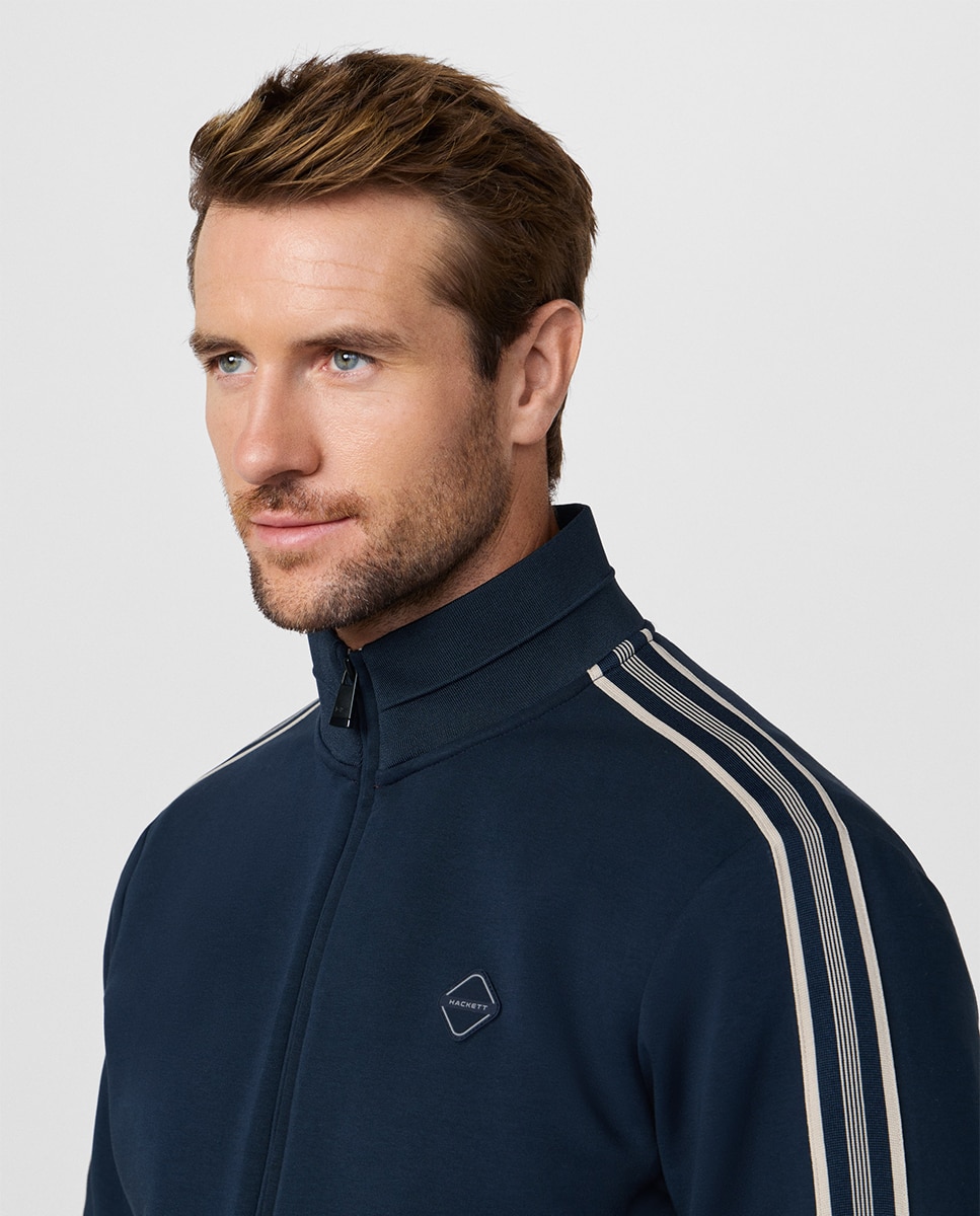 Sweatshirt Tamanhos Grandes com Fecho de Correr e Fitas nos Ombros e Mangas Azul-marinho-3